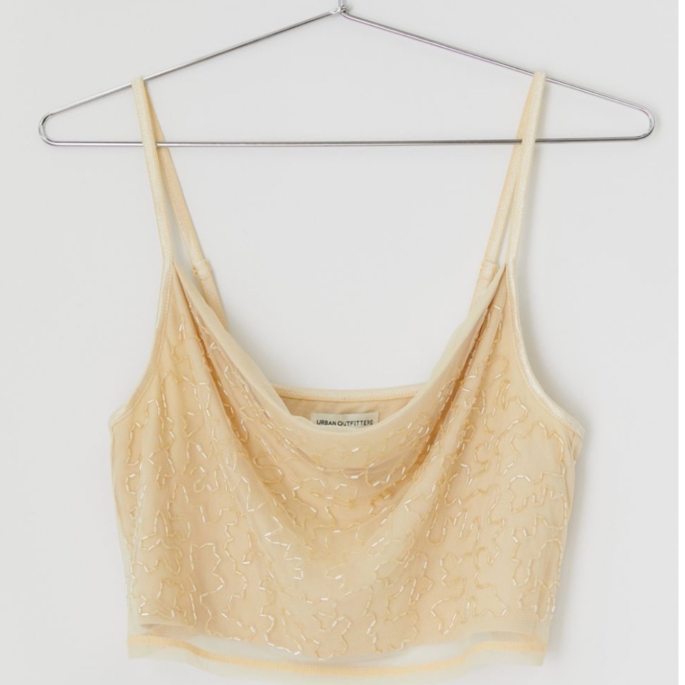 UO Allegra Beaded Hipster Hippie Art Boho Peasant Hip Crop Chic Hip Crop Blouse